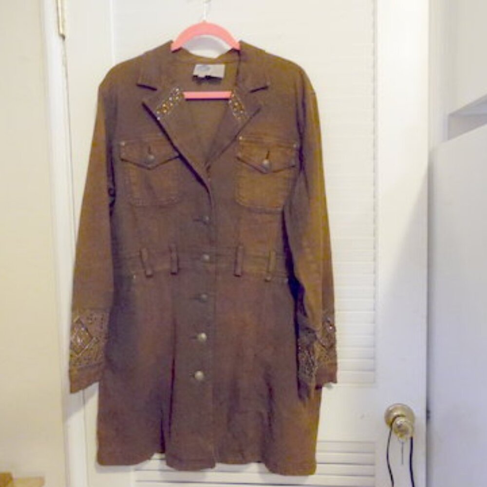 DG2 by Diane Gilman Embellished DenimJean Coat Size Large